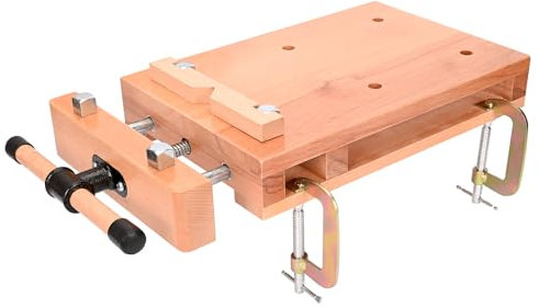 MYOYAY Tragbare Hobelbank, Holz Mini Werkbank Verstellbarer Schraubstock Workbench Mobile Werkbank Holzschraubstock, Werktisch aus Buchenholz für Klemmen und Hobeln, 53x28x7 cm