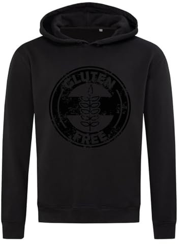 Sweat à capuche avec logo sans gluten en coton mélangé noir, Noir , S