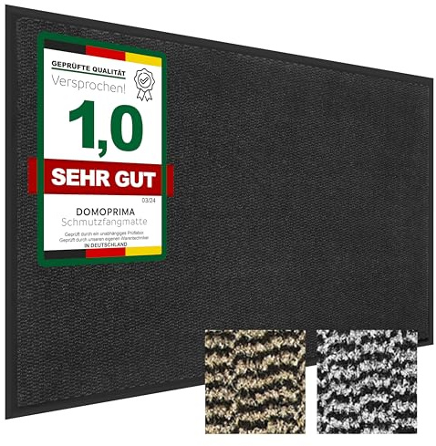 DOMOPRIMA Tapis anti-salissures, inodore, de qualité supérieure, pour l'intérieur et l'extérieur, antidérapant, résistant aux intempéries, pour entrée, extérieur, tapis d'entrée, tapis de sol, noir