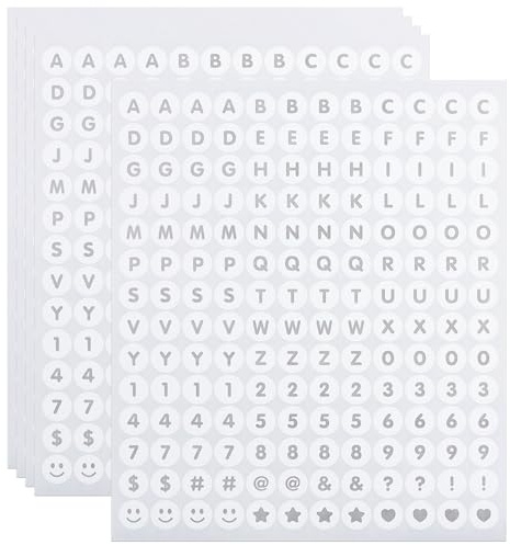 840 Stück Kleinbuchstaben-Zahlen-Aufkleber, 1,3 cm Großbuchstaben, Zahlen, Satzzeichen, Aufkleber für Scrapbooking, Basteln, Weiß