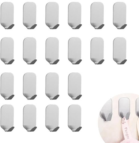 SRJQXH 20 Stück Klebehaken Klein, Selbstklebend Klebehaken Wand, Kein Stanzdesign, Breiter Rand Selbstklebende Haken, Edelstahl 304, für Badezimmer, Küche, Schlafzimmer