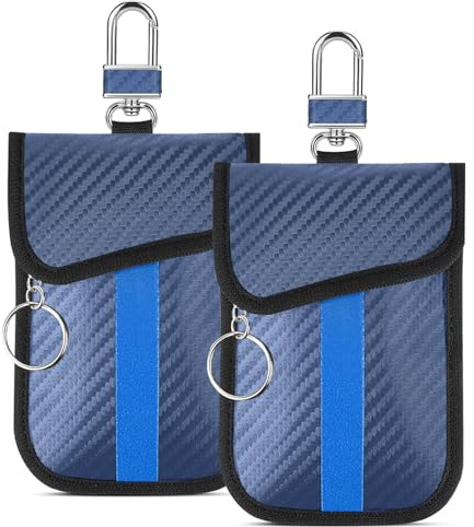 Faraday Bag for Key Fob, Anti-Theft Key fob Protector Signal Blocking Fits Most Keyfobs for All Cars From EU, America and Asia, Pack of 2