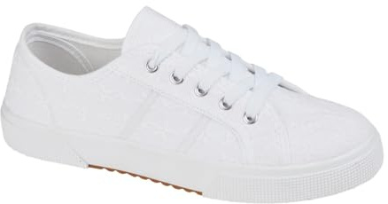 Ladies Floral Trainers Shoes Plimsoll Sneakers Lace Up Womens Canvas Pumps Sizes