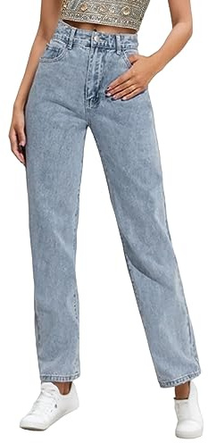 Jean Femme Taille Haute Jambe Large Straight Jeans Regualr Coupe Droite Amincissant décontracté Pantalon Jeans Slim fit Coupe Boyfriend Hanche Jean mom Femme Petite Skinny Tendance 2025