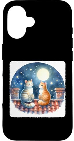 Colas de gatos cordel en techo estrellado iluminado por la luna Carcasa para iPhone 16