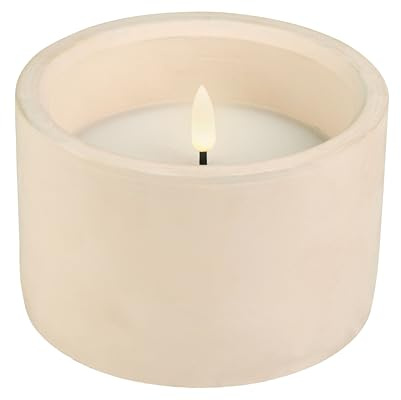 Lumineo Bougie LED avec minuterie - 12 x 8 cm - Béton cire, pour l'intérieur et l'extérieur - Bougie en cire dans bol en béton - Avec fonction minuterie de 6 heures - Bougies sans flamme comme bougies
