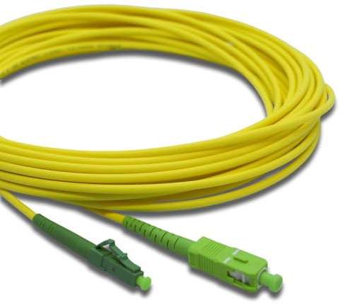 Conectra® - Cable de fibra óptica | OS2 | 9/125µm monomodo | Simplex | LC/APC a SC/APC | amarillo | ideal para redes domésticas FTTH | Cable de fibra óptica de fibra óptica (longitud 5 m)