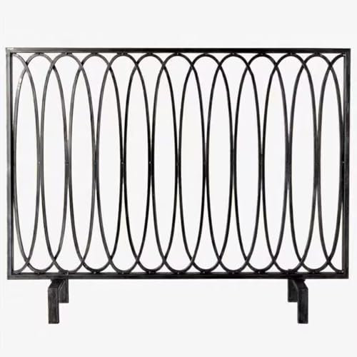Pare-étincelles Robuste en Or et Noir, Grille de Protection for cheminée autoportante, Grille de Protection en Maille métallique, Cadre en Fer forgé Simple(Black)