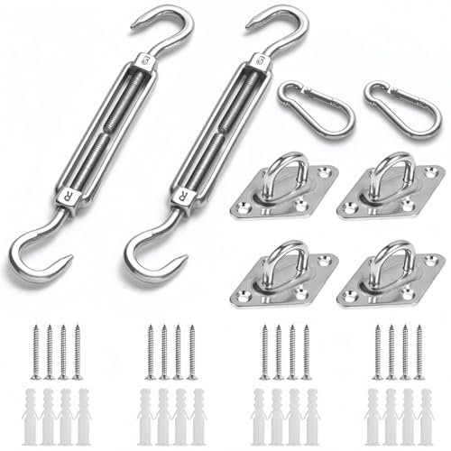 M5 Awning Attachment Set, Heavy Duty Garden Sun Shade Sail Stainless Steel Hardware Kit for Triangle and Square, Rectangle, Sun Shade Sail Fixing Accessories