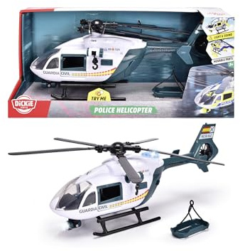 Dickie Toys Helikopter der Guardia Civil 36 cm mit Licht und Sound, Propeller mit Seil, abnehmbare Trage, Türen und Kofferraum, Batterien im Lieferumfang enthalten, ab 3 Jahren (203716028SI1)