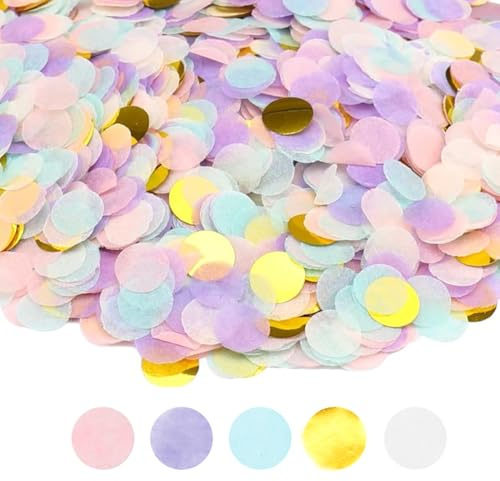 HABNI 50G Konfetti Lila Gold, 1.5Cm Konfetti Geburtstag Groß, Tischdeko Hochzeit, Confetti Deko Rosegold, Glitzer Bunt Groß, Streudeko Geburtstag Pastell