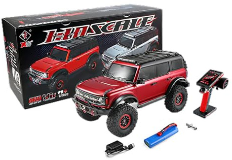 1/10 Scale RC Car, 2.4G 4WD Electric Off-Road Car with Winch and LED Light, Remoter Control 4WD Rock Crawler Truck, Gift for RC Vehicle Lovers(RTR Version)
