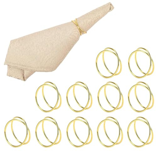 Shwdsy Aleación de Zinc Anillos de Servilleta, 12 Piezas Anillos de Servilleta de Metal, Dorado Anillos Servilletas, Diseño Circular con Doble Espiral, Ideal para Fiestas, Banquetes y Cenas
