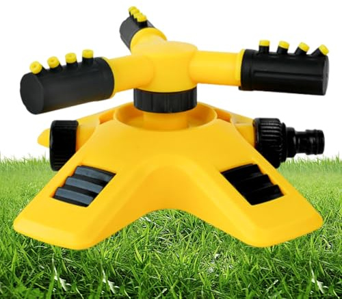 Arroseur de jardinage à 3 bras – Arroseur rotatif réglable pour une irrigation efficace du jardin, grand angle et arroseur carré résistant aux intempéries à 360° | Idéal pour les potagers, les serres