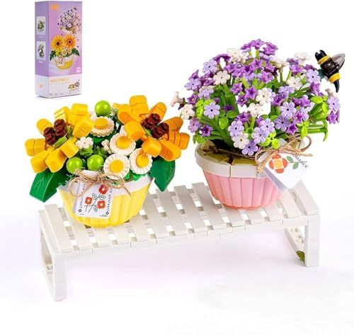 Yozelux Blumenstrauß Bausteine, 534 Teilige DIY Blumen Bauspielzeugsets, künstliche Blumen Botanik Kollektion Bouquet Baustein, Kreativität Blumenstrauß Bausatz Geschenk für Teen und Erwachsene
