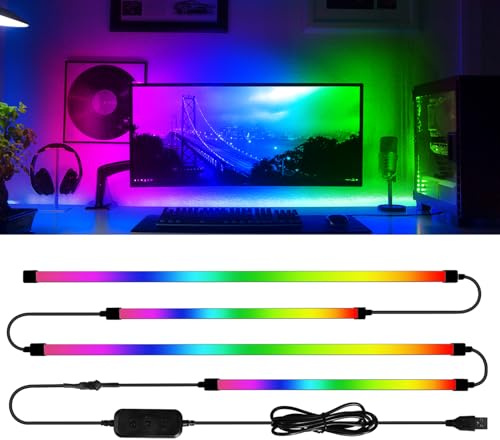 AURORIONCG Striscia LED Monitor PC, Sincronizzazione Schermo, 24'', 4 Lati | Per monitor 24; Tecnologia RGBIC; Sincronizzazione USB; Software SyncLight; Zero Latenza; Versione 4 Lati; USB 5V