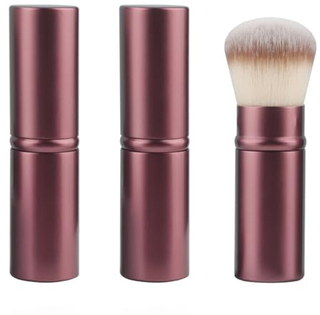 DGHEGDUI 2 Pinceaux De Maquillage Rétractables Portables, Pinceaux De Maquillage pour Fond De Teint, Outils De Maquillage Multifonctions, Pinceaux À Fard À Paupières (Marron).