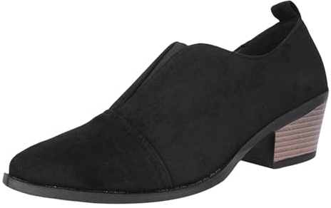Generisch Elegantes botas cortas de moda para mujer con punta puntiaguda - Botines gruesos de tacón alto para mujer, Negro , 39 EU