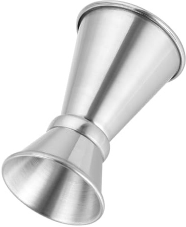 BAZEITFLOW Vaso Medidor Doble para Cócteles de Acero Inoxidable Medidor de Onzas 30 Ml y 60 Ml Utensilio de Coctelería Multifuncional Plateado para Bares y Hogar