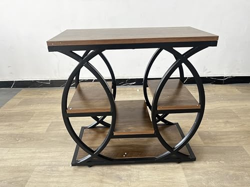 Tribesigns Table d'appoint avec 4 étagères, table de chevet étroite avec espace de rangement, table basse industrielle pour salon, chambre à coucher, entrée, marron clair