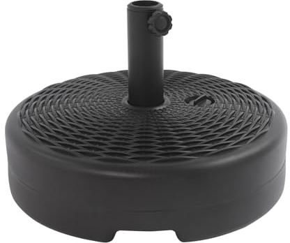 RUETERY Påfyllningsbart parasollstativ av HDPE, rund svart, stabil upp till 17 kg vatten/sand, för paraplypelare Ø 3,4–4,8 cm, universellt för balkong, trädgård, terrass och café