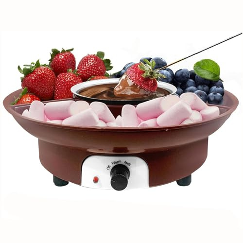 Haofy Elektrischer Mini-Schokoladenschmelztopf, Schmelzfondue-Set mit 4 Gabeln, Süßer Schokoladenfondue-Brunnen, Wärmemaschine für Milchkäse, Butter, Süßigkeiten (EU-Stecker 220 V)