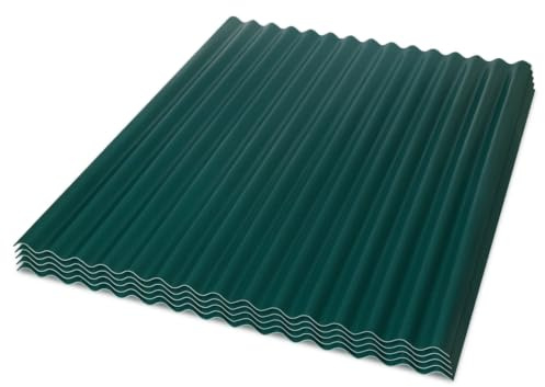 ISOISL Set di 5 pannelli ondulati da 93 x 117 cm, spessore 1,5 mm, robusti e resistenti alle intemperie, in plastica, per giardino, terrazza, garage, capanno degli attrezzi, colore verde
