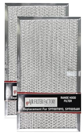 Air Filter Factory Replacement For S97007893, 97007893, 1172281, 97005681, 99010127, 99010159, S97005681, S99010127, S99010159, 6.62 x 11.62 x 0.37 Inches Range Hood Aluminum Grease Filter 2-Pack