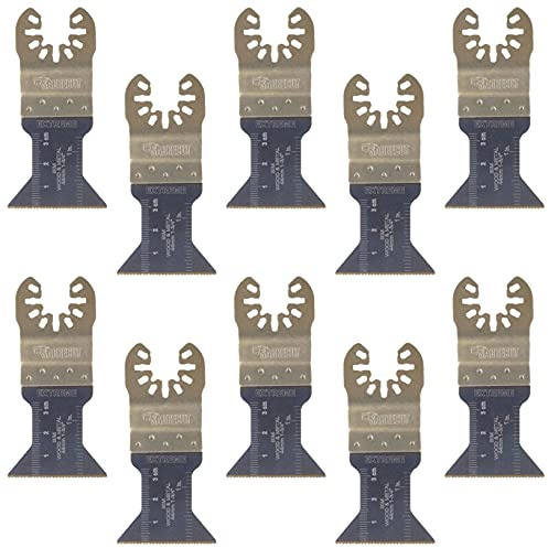 SabreCut 10pcs SP44B_10 44mm Bi-Metal Fast Fit Multitool Blades | Compatible with DeWalt, Stanley, Black & Decker, Bosch, Fein (Non-StarLock), fast fit bi-metal HSS blades cut wood