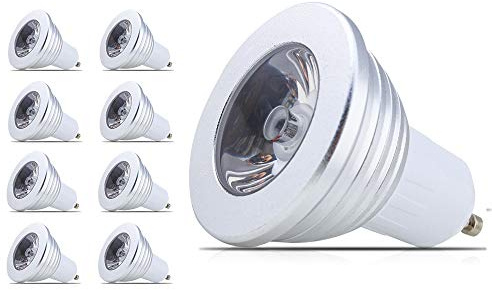 Bombilla LED RGB GU10 de 3 W, SMD, cambio de color, con mando a distancia por infrarrojos (180 lúmenes, CA 220 V, 50 x 60 mm), multicolor regulable (8 ledes GU10 RGB)