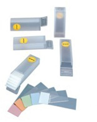 Menzel Borosilikatglas Superfrost Objektträger, Geschnitten, Orange Feld, 76 mm Länge, 26 mm Breite, 50 Stück