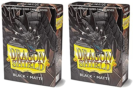 Dragon Shield Bundle: 2 Packs of 60 Count Japanese Size Mini Matte Card Sleeves - Matte Black