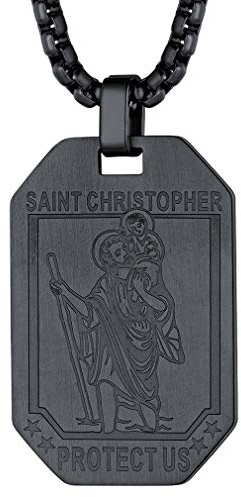 FaithHeart Heiliger Christophorus Kette, Edelstahl/925 Kette mit Anhänger, Schutzamulett mit Christohper Anhänger für Auto Fahrer Reisende, Religiöser Talisman für Geburtstag Vatertag