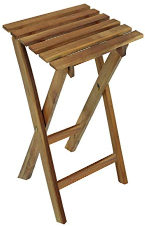 Spetebo Eukalyptus Klapphocker 62 cm - Blumenhocker Holz Beistelltisch Gartenhocker Holzhocker