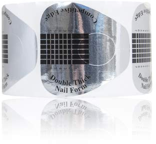 PROFICO Breite Nagelschablonen Selbstklebende Modellier-Schablone für Gel und Akryl Nagel Verlängerung Nagelverlängerung (100 Stück, Silber)