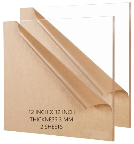 Acryl-Kunststoffplatte Acrylglas Zuschnitt Acrylicglasplatten Acrylglasplatte Polycarbonat, 305 mm x 305 mm, 3 mm dick, für Schilder, DIY-Projekte, Handwerk (2 Stück)