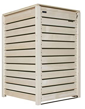 Mülltonnenverkleidung Holz 120L - 240L Natur mit Rückwand vormontiert Müllcontainer Mülltonnenschrank Mülltonne Mod.Hamburg (1 Tonne)