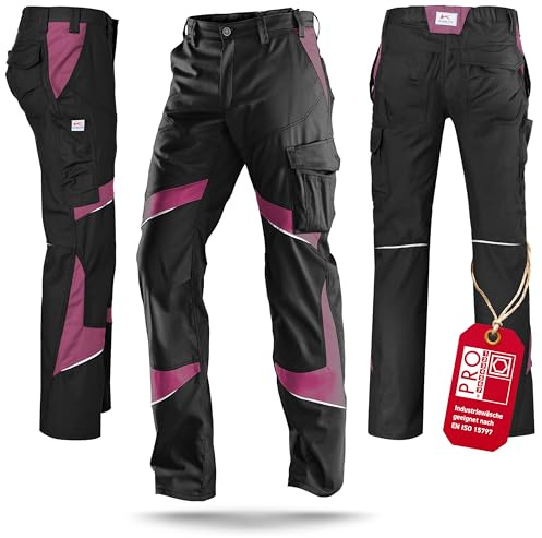 KÜBLER ACTIVIQ Damenhose mit ergonomischer Linienführung und Reflex-Elementen - Schwarz/Pink Gr. 50