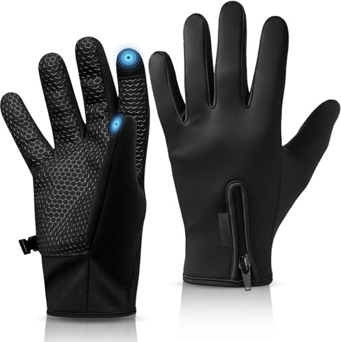 WFX Cycling Gloves Touchscreen Thermal Running Gloves Black Winter Gloves Warm Windproof Non-slip Fleece Lining Bike Gloves Warm Gloves for Men Women (XL, Black)