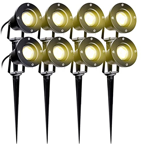 SWANEW 8x LED Gartenstrahler, Gartenbeleuchtung mit Erdspieß, 4W GU10 Aluminium Gartenleuchte mit Stecker IP65 Wasserdicht Gartenlampe Strahler Beleuchtung Aussen Außen Lampe