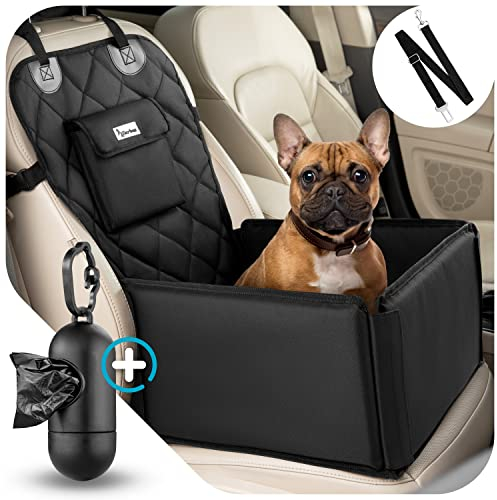 TIERBOX Autositz Hund mit Kotbeutelspender - Hundesitz Auto für kleine Hunde - Hunde Autositz Rückbank | Jetzt Bilder ansehen