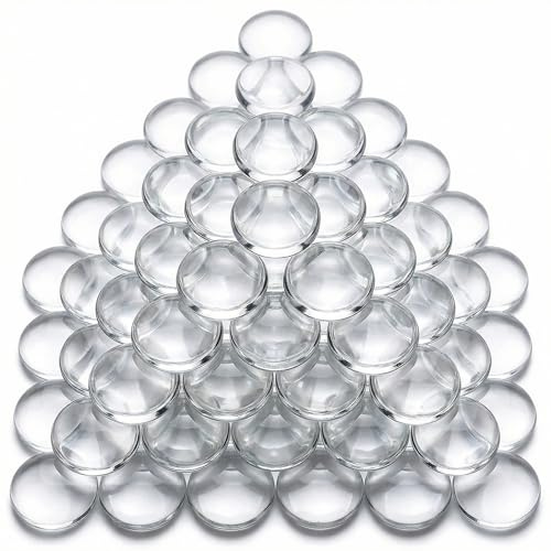 QWORK® 100Pcs Glas Cabochon Rohlinge - 12mm - Rund Crystal Cabochon Glaskuppel für DIY Schmuckherstellung