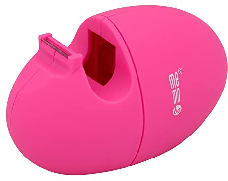 MEMOBE Dérouleur de table Soft Touch - Dévidoir de ruban adhésif pour table - Dévidoir de ruban adhésif compact - Pour l'école, le bureau - Facile à utiliser - Coupe nette - Rose fluo