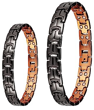 Magnetfeldtherapie-Arthritis-Kupfer-Schmuckset für Männer, 3500 Gauss-Magnettherapie lindert effektiv Arthritis und Handgelenkschmerzen und kombiniert Mode und Gesundheit (Armband und Fußkettchen) (C)