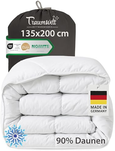 Traumwelt Natur Made in Germany Daunendecke 135x200 cm aus 90% Daunen und 10% Federn, winterdecke, Allergiker geeignet (nomite), Öko-Tex 100 Klasse 1 Zertifiziert, Downpass (2 Stück)