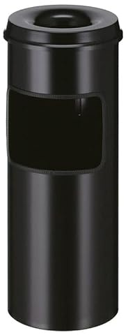 PROREGAL Runder Kombiascher mit feuerlöschendem Oberteil | 30 Liter, HxØ 64,2x24,3cm | Schwarz, Kopfteil Schwarz