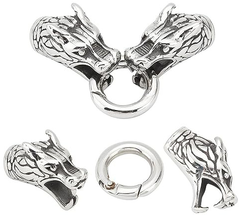 UNICRAFTALE 2 Stk Federtor Ringe 304 Edelstahl Drachen Kordel Endkappen Tibetischen Antiksilber 9mm Endkappen Mit Karabiner Schlüsselverschluss Drachen Lederschnur Ende Für Schmuckherstellung