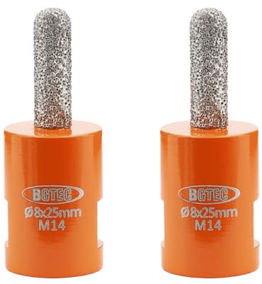 BGTEC Diamond Mortar Raking Bit,2pcs 8 mm x 25 mm for Mortar Raking Tuck Pointing Granite Marble Concrete Masonry Stone Removals with M14 thread