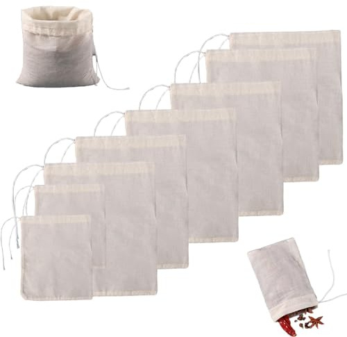 OTAIVE 8 Pack Cheesecloth Bags Nut Milk Bags Nut Bag Strainer Oat Milk Strainer Bag for Oat Almond Yogurt Juice Tea(White)