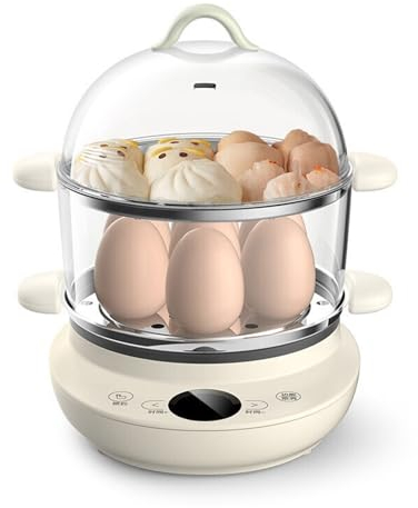 Electric Egg Boiler Mini Double Layer, Multi-Functional Breakfast Machine, with 14 Egg Capacity, Stainless Steel Automatic Multi Cooker, for Vegetable, Tamale,Dumpling, Egg